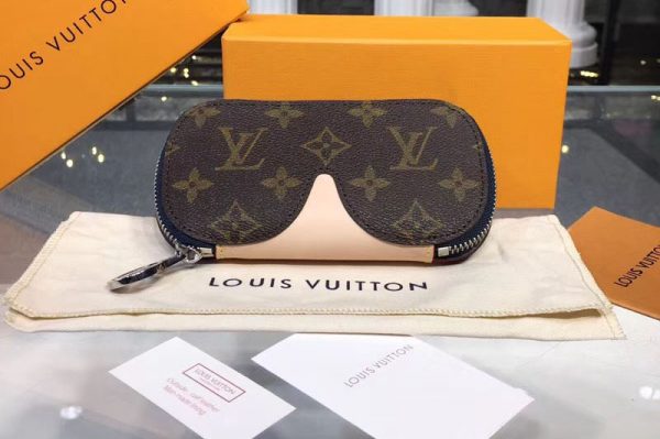 Replica Louis Vuitton GI0197 LV Glasses Cases Emilie Monogram Canvas And VVN Leather Navy Blue