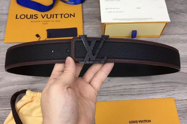 Replica Louis Vuitton M0030 LV Covered 40mm Belt Taurillon Leather Black