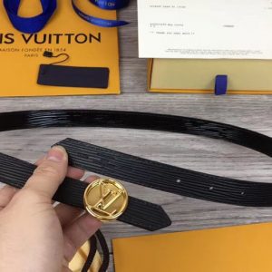 Replica Louis Vuitton M0052V Womens LV Circle 20mm Reversible Belt Epi Leather Gold Buckle