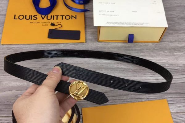 Replica Louis Vuitton M0052V Womens LV Circle 20mm Reversible Belt Epi Leather Gold Buckle