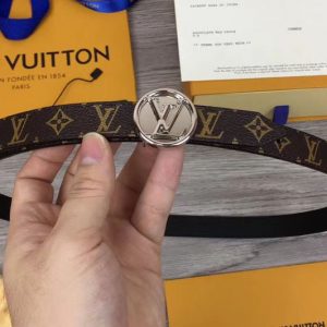 Replica Louis Vuitton M0053U Womens LV Circle 20mm Reversible Belt Monogram Canvas Silver Buckle