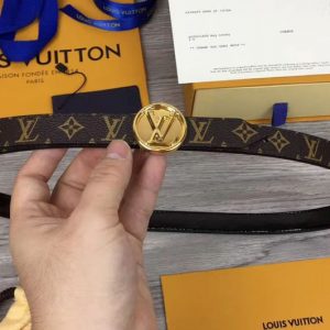 Replica Louis Vuitton M0081U Womens LV Circle 20mm Reversible Belt Monogram Canvas Gold Buckle