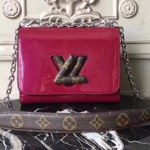 Replica Louis Vuitton M54243 Twist PM Bags Monogram vernis Dark Red