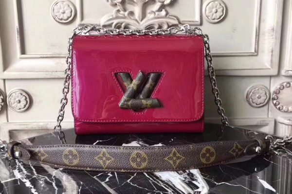 Replica Louis Vuitton M54243 Twist PM Bags Monogram vernis Dark Red