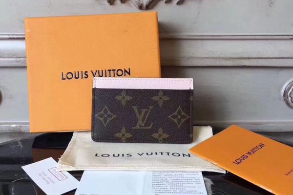 Replica Louis Vuitton M60703 LV Card Holder Monogram Canvas Pink