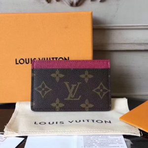 Replica Louis Vuitton M60703 LV Card Holder Monogram Canvas Dark Red