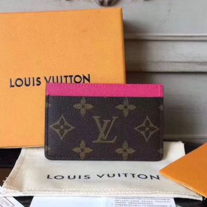 Replica Louis Vuitton M60703 LV Card Holder Monogram Canvas Rosy