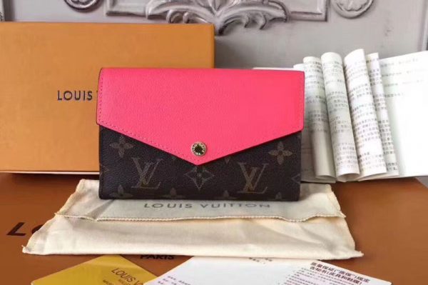 Replica Louis Vuitton M60140 LV Pallas Compact Wallet Monogram Canvas Rosy