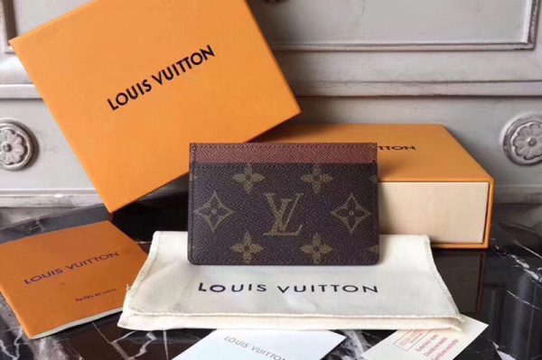 Replica Louis Vuitton M61733 LV Card Holder Monogram Canvas Brown