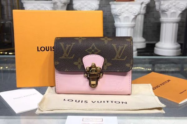 Replica Louis Vuitton M61911 LV Cherrywood Compact Wallet Patent Leather Pink