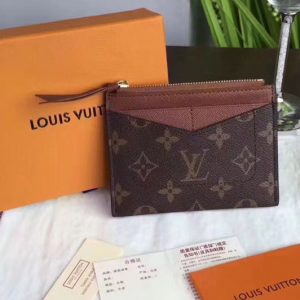 Replica Louis Vuitton M62257 LV Zipped Card Holder Monogram Canvas Brown