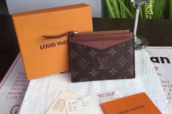 Replica Louis Vuitton M62257 LV Zipped Card Holder Monogram Canvas Brown