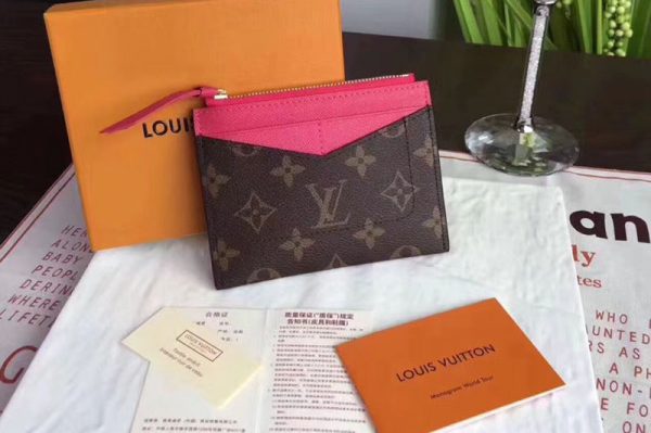 Replica Louis Vuitton M62257 LV Zipped Card Holder Monogram Canvas Rosy