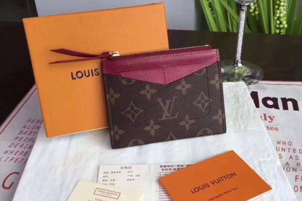 Replica Louis Vuitton M62257 LV Zipped Card Holder Monogram Canvas Wine