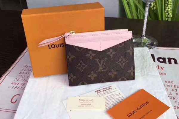 Replica Louis Vuitton M62257 LV Zipped Card Holder Monogram Canvas Pink