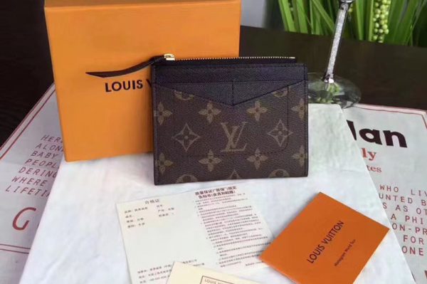 Replica Louis Vuitton M62257 LV Zipped Card Holder Monogram Canvas Black