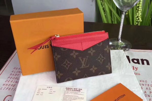 Replica Louis Vuitton M62257 LV Zipped Card Holder Monogram Canvas Red