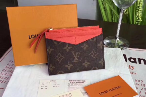 Replica Louis Vuitton M62257 LV Zipped Card Holder Monogram Canvas Orange