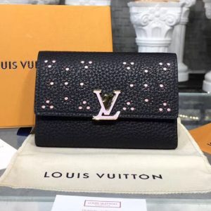 Replica Louis Vuitton M62564 LV Capucines Compact Wallet Taurillon leather Black