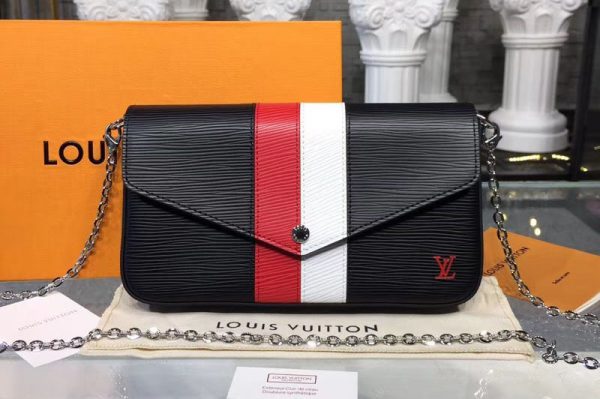 Replica Louis Vuitton M62982 LV Pochette Felicie Epi Leather Bags Black