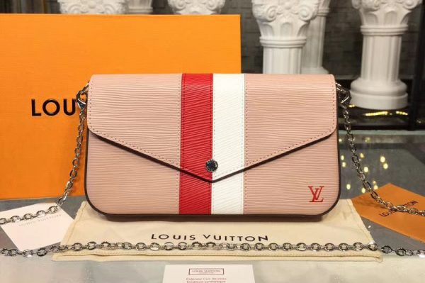 Replica Louis Vuitton M62982 LV Pochette Felicie Epi Leather Bags Pink