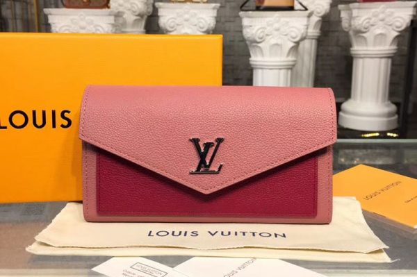 Replica Louis Vuitton M62987 LV Mylockme Wallet Calf Leather Rosy/Pink