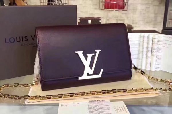 Replica Louis Vuitton M94335 Smooth Calfskin Chain Louise GM Bags Purple