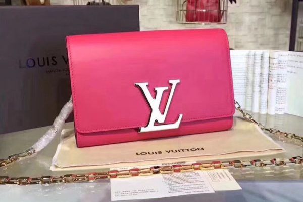 Replica Louis Vuitton M94335 Smooth Calfskin Chain Louise GM Bags Rosy