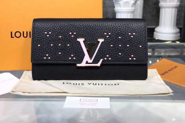 Replica Louis Vuitton M62556 LV Capucines Wallet Taurillon leather Black