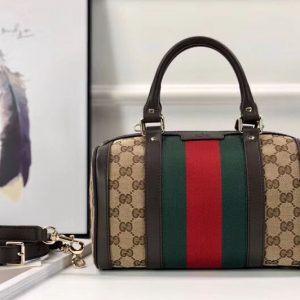 Replica Gucci Vintage Web Canvas Denim Bonton Bag 269876 Brown