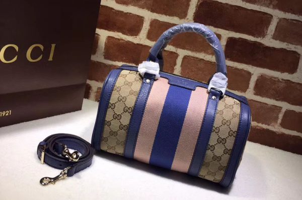 Replica Gucci Vintage Web Canvas Denim Bonton Bag 269876 Blue