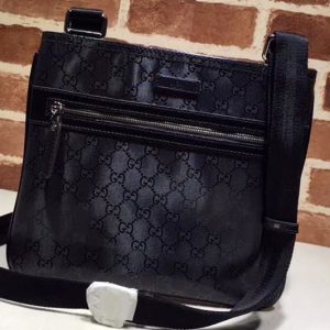 Replica Gucci 295257 Nylon Guccissima Flat Messenger Bag Black