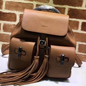 Replica Gucci 370833 Bamboo Leather Backpack Brown