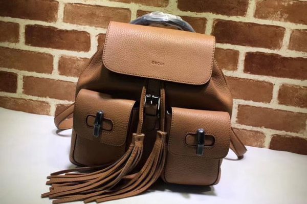 Replica Gucci 370833 Bamboo Leather Backpack Brown