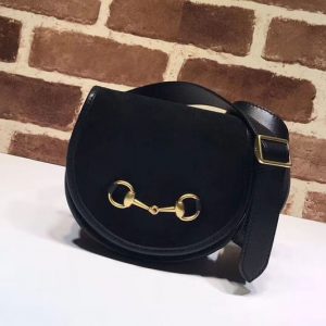 Replica Gucci Suede Leather Crossbody Bag 384820 Black