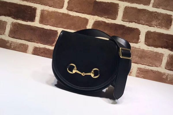 Replica Gucci Suede Leather Crossbody Bag 384820 Black