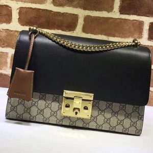 Replica Gucci 409486 Padlock GG Supreme Shoulder Bags Black