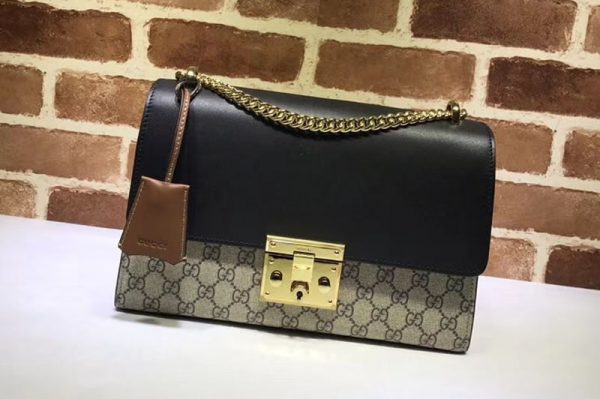 Replica Gucci 409486 Padlock GG Supreme Shoulder Bags Black