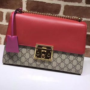 Replica Gucci 409486 Padlock GG Supreme Shoulder Bags Red