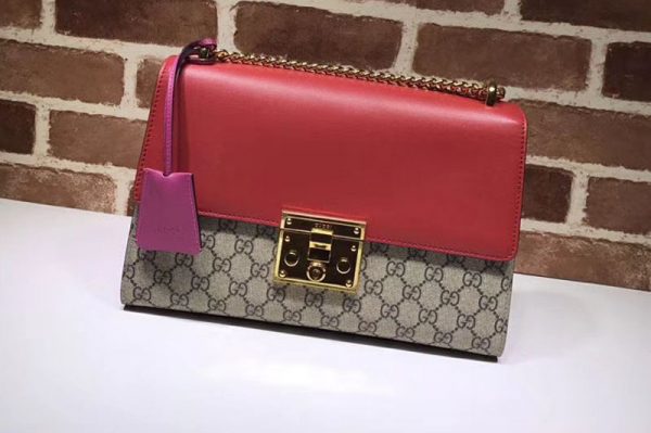 Replica Gucci 409486 Padlock GG Supreme Shoulder Bags Red