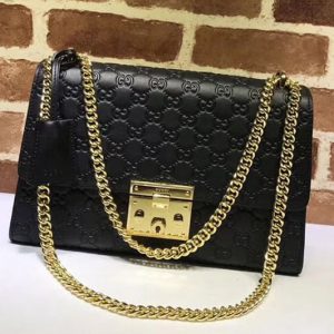 Replica Gucci 409486 Padlock Gucci Signature Shoulder Bag Black