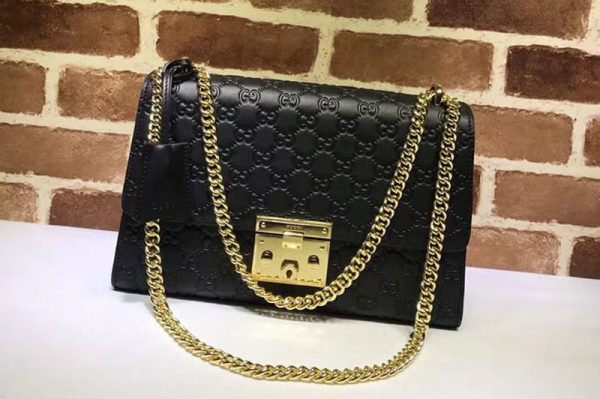 Replica Gucci 409486 Padlock Gucci Signature Shoulder Bag Black