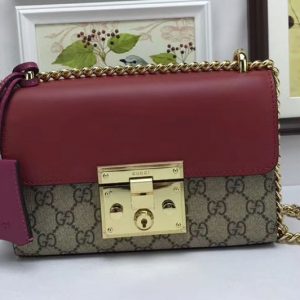 Replica Gucci 409487 GG Supreme Padlock Shoulder Bags Wine