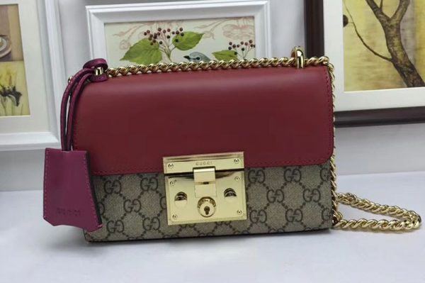 Replica Gucci 409487 GG Supreme Padlock Shoulder Bags Wine