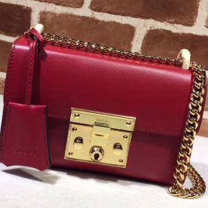 Replica Gucci 409487 Padlock Leather Shoulder Bag Red