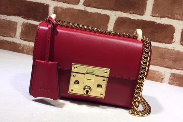 Replica Gucci 409487 Padlock Leather Shoulder Bag Red