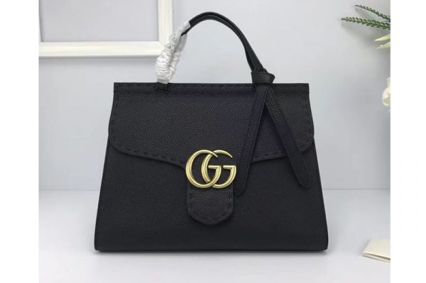 Replica Gucci 421890 GG Marmont Leather Top Handle Bag Black