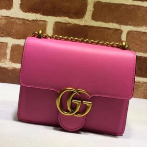 Replica Gucci 431384 GG Marmont Leather Shoulder Bag Pink