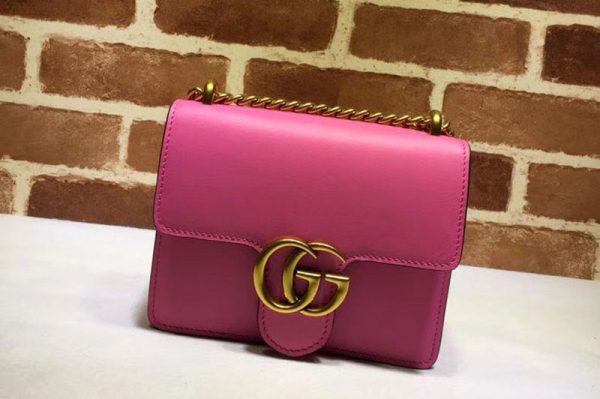 Replica Gucci 431384 GG Marmont Leather Shoulder Bag Pink