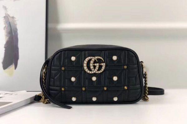 Replica Gucci GG Marmont Small Shoulder Bag 447632 Black